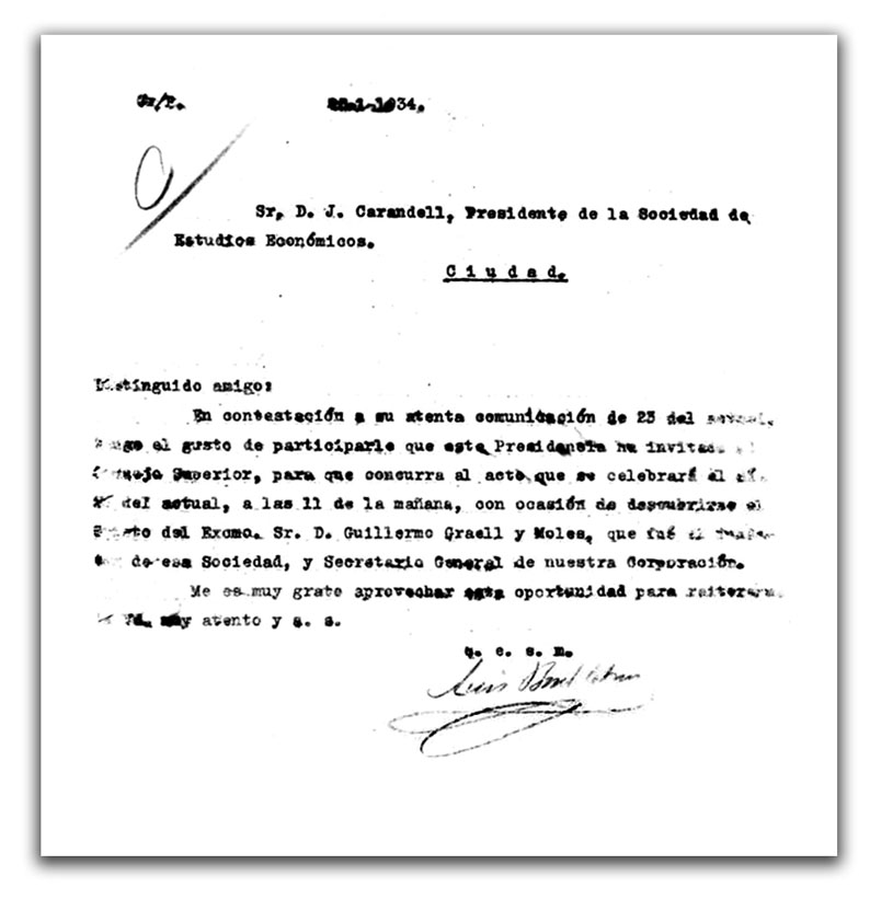 Correspondència entre Foment del Treball i el president de la SEE Joan Carandell
