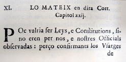 Inici del cap. XXII, vol. I, llib. I, tít. XVII, cap. XI de les CYADC (1704) Inici del cap. XXII, vol. I, llib. I, tít. XVII, cap. XI de les CYADC (1704)